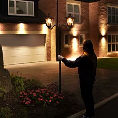 Solar Filament Effect LED Twin Head Security Lamp Post, 2.1m