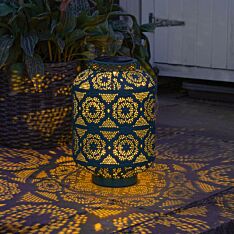 Solar Verdigris Moroccan Lantern, White, Warm White and Colour Changing LEDs