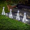 Outdoor Battery Christmas Tree Spiral Stake Lights, White LEDs, 4 Pack