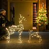 80cm Outdoor Black Frame Reindeer & Fawn Christmas Figure Set