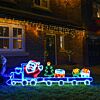 2.5m Outdoor Christmas Santa on Train Tinsel Silhouette, 576 Multi Colour LEDs