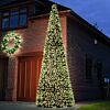 4m Outdoor Green Commercial Pre Lit Christmas Cone Tree, Rubber Cable ConnectGo® LEDs