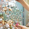 18cm Frosted Green Acrylic Snowflake Christmas Tree Decoration