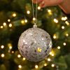 10cm Silver Glittered Shatterproof Christmas Tree Bauble
