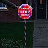 1.1m Outdoor LED Santa Stop Here Sign Christmas Stake Light