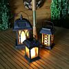 Solar Garden Flickering Candle Lantern, Amber LED, 3 Pack