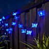 5m Outdoor Battery Butterfly Fairy Lights, Blue LEDs, Green Cable