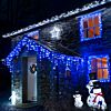 5m Blue Icicle Lights, Connectable, 120 LEDs, White Rubber Cable