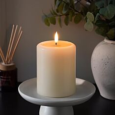 Ember™ Ivory LED Chapel Pillar Candle with Large Wax Pooling Effect 12.5cm