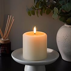 Ember™ Ivory LED Chapel Pillar Candle with Large Wax Pooling Effect 10cm