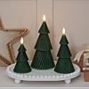 3 Green Wax LED Christmas Tree Candles