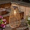 Venus Solar Lantern Brown Rattan Effect 38cm
