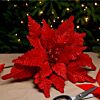 68cm Red Velvet Glitter Poinsettia Christmas Tree Decoration, 4 Pack