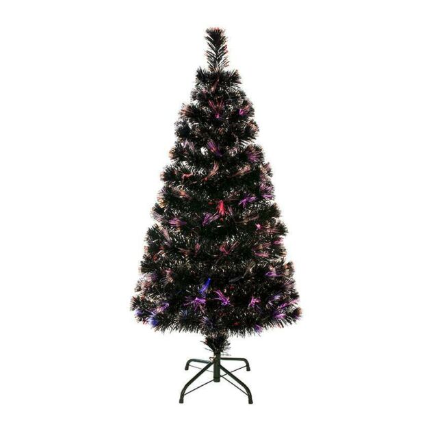 6ft Green Fibre Optic Christmas Tree with Silver Tips, Multi Colour LEDs