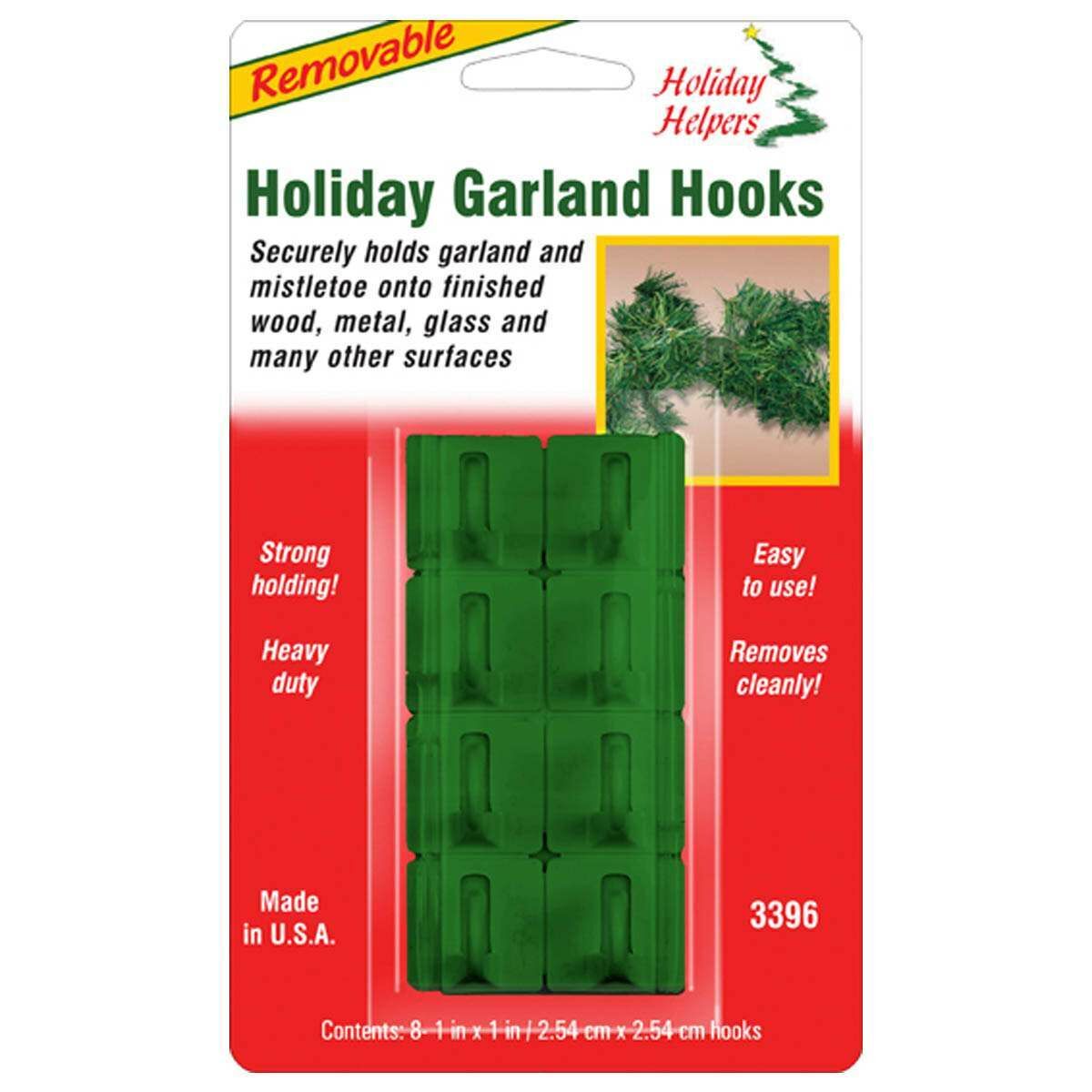 Green Removable Garland Hooks, 8 Pack image 1