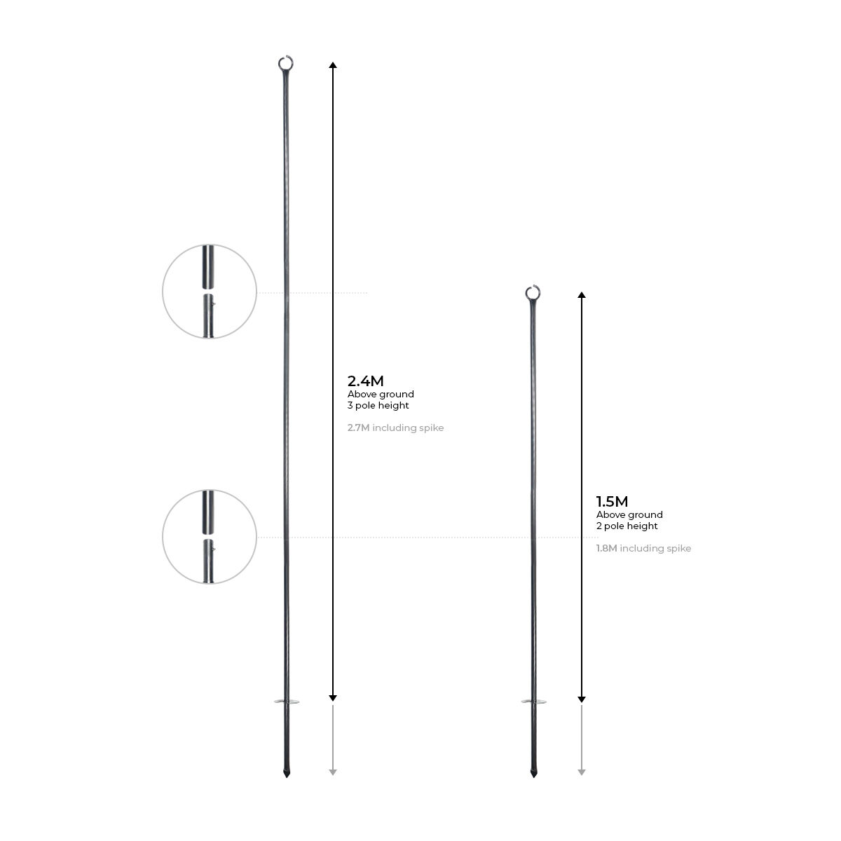 1.5m or 2.4m Steel Festoon Pole image 3
