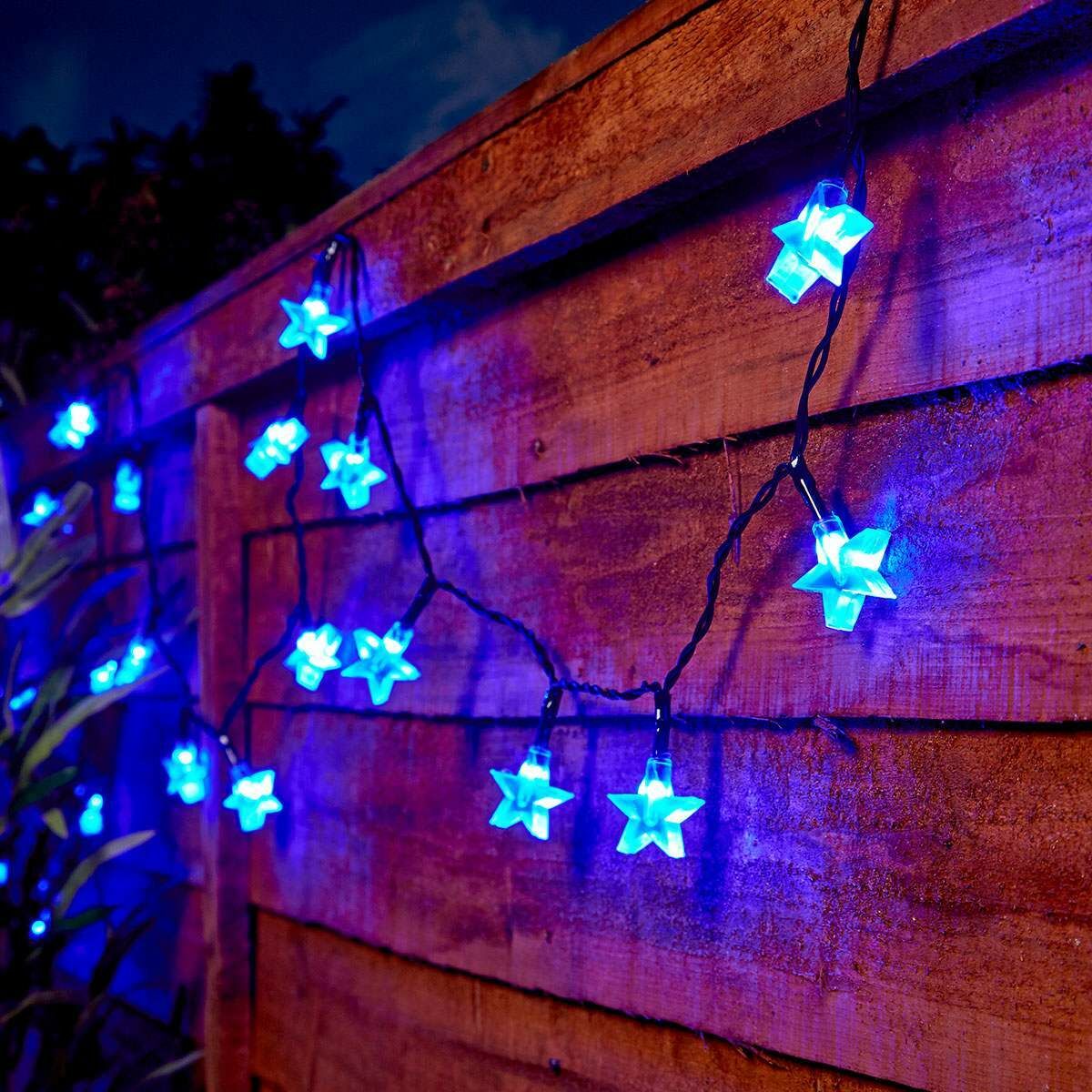 50 Blue LED Star Indoor & Outdoor Battery Fairy Lights with Timer image 1
