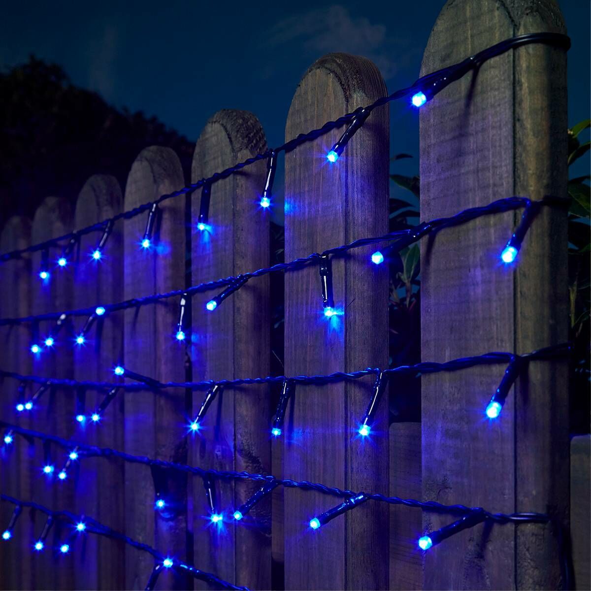 5m Indoor & Outdoor Battery Fairy Lights, Blue LEDs, Green Cable image 1
