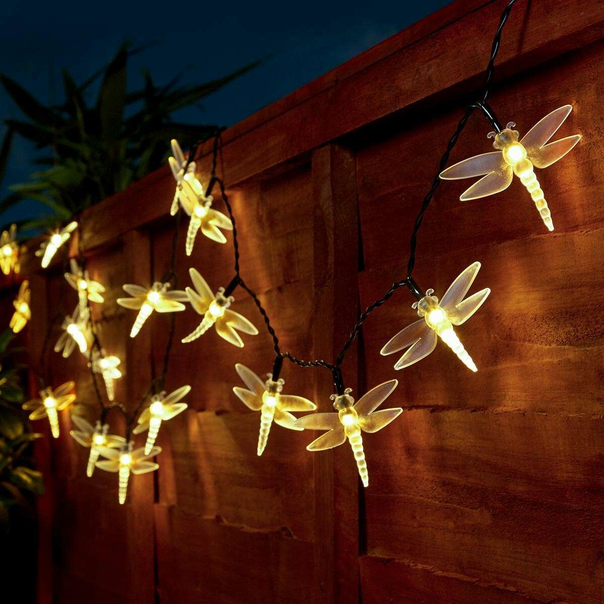 5m Indoory & Outdoor Battery Dragonfly Fairy Lights, Green Cable image 2