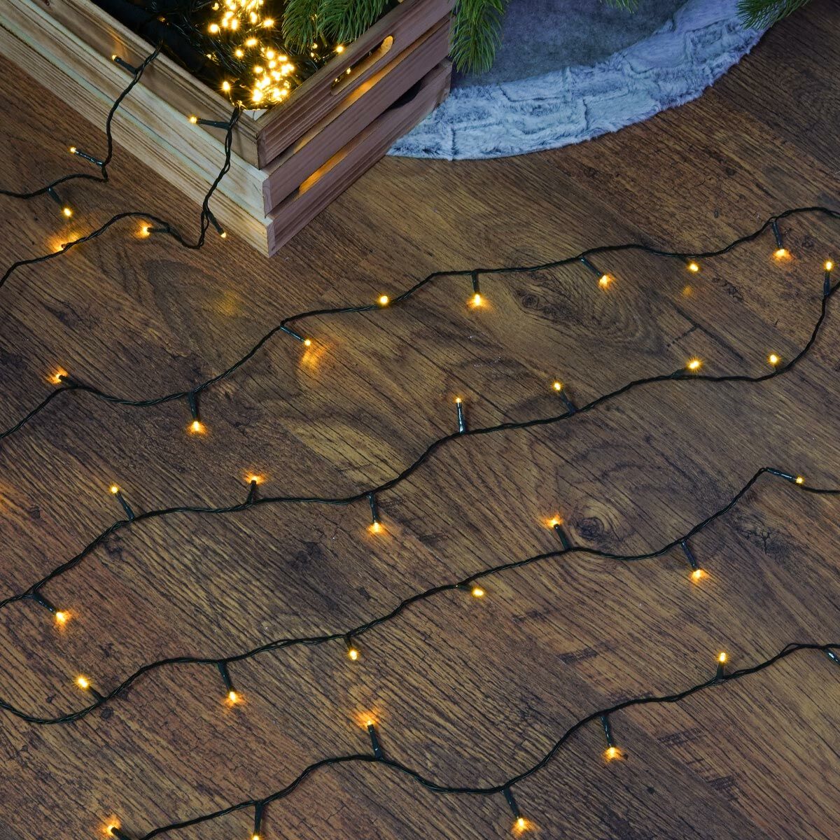 20m Indoor & Outdoor Battery Fairy Lights, Warm White LEDs, Green Cable image 4