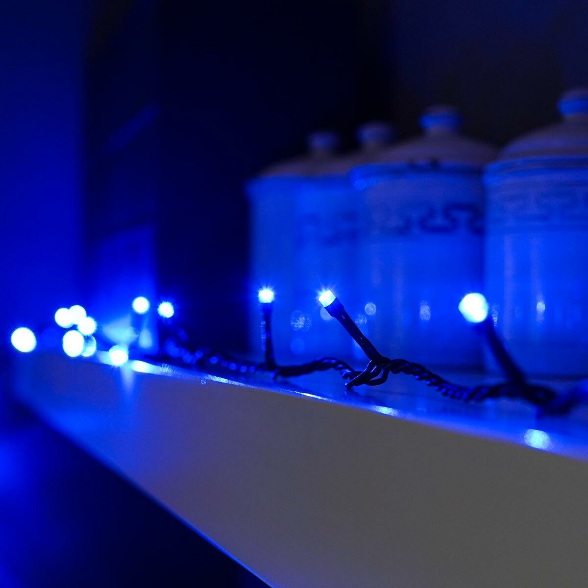 5m Blue Fairy Lights, Connectable, 50 LEDs, Dark Green Cable image 3