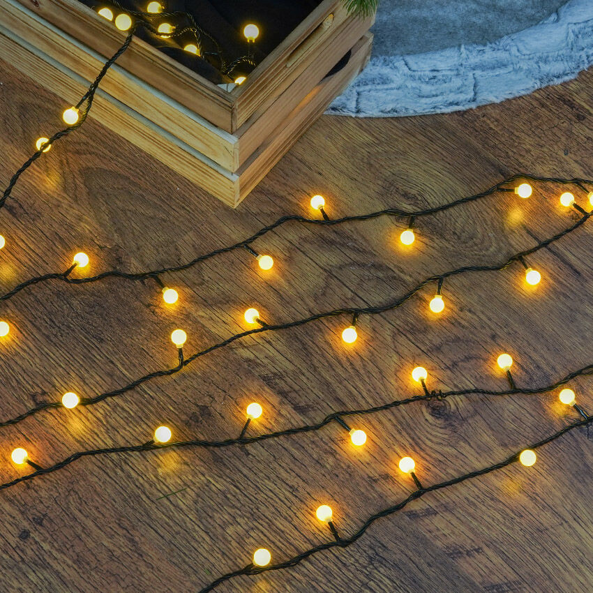 5m Outdoor Berry Lights, Connectable, 50 Warm White LEDs, Dark Green Cable image 2