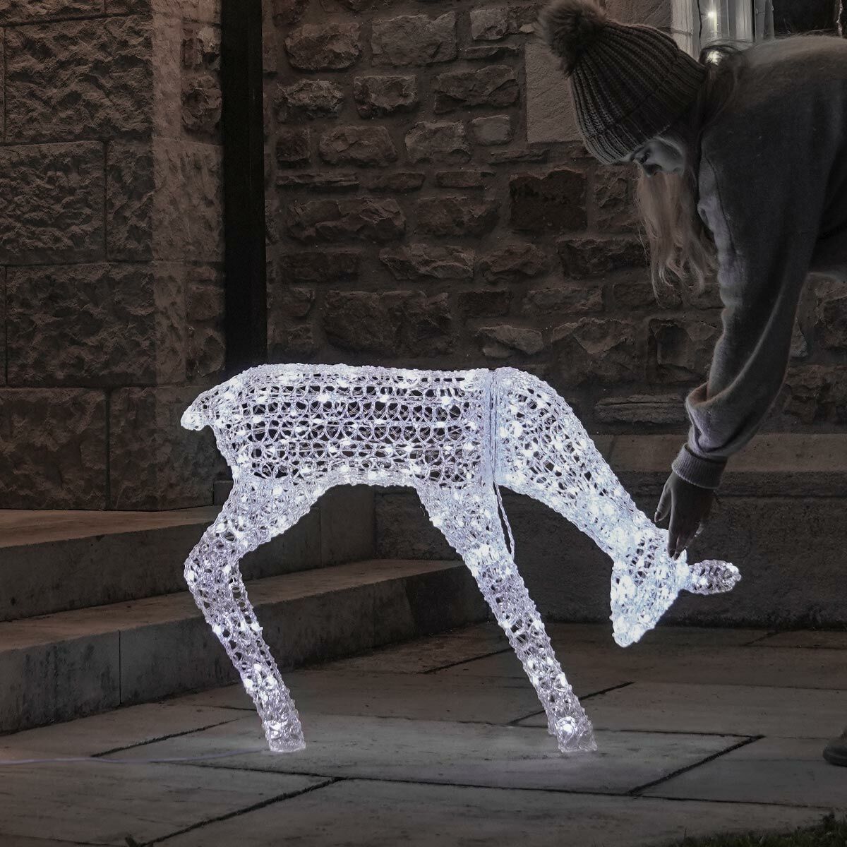 ConnectGo® 70cm Outdoor Connectable White Doe Reindeer Figure image 2