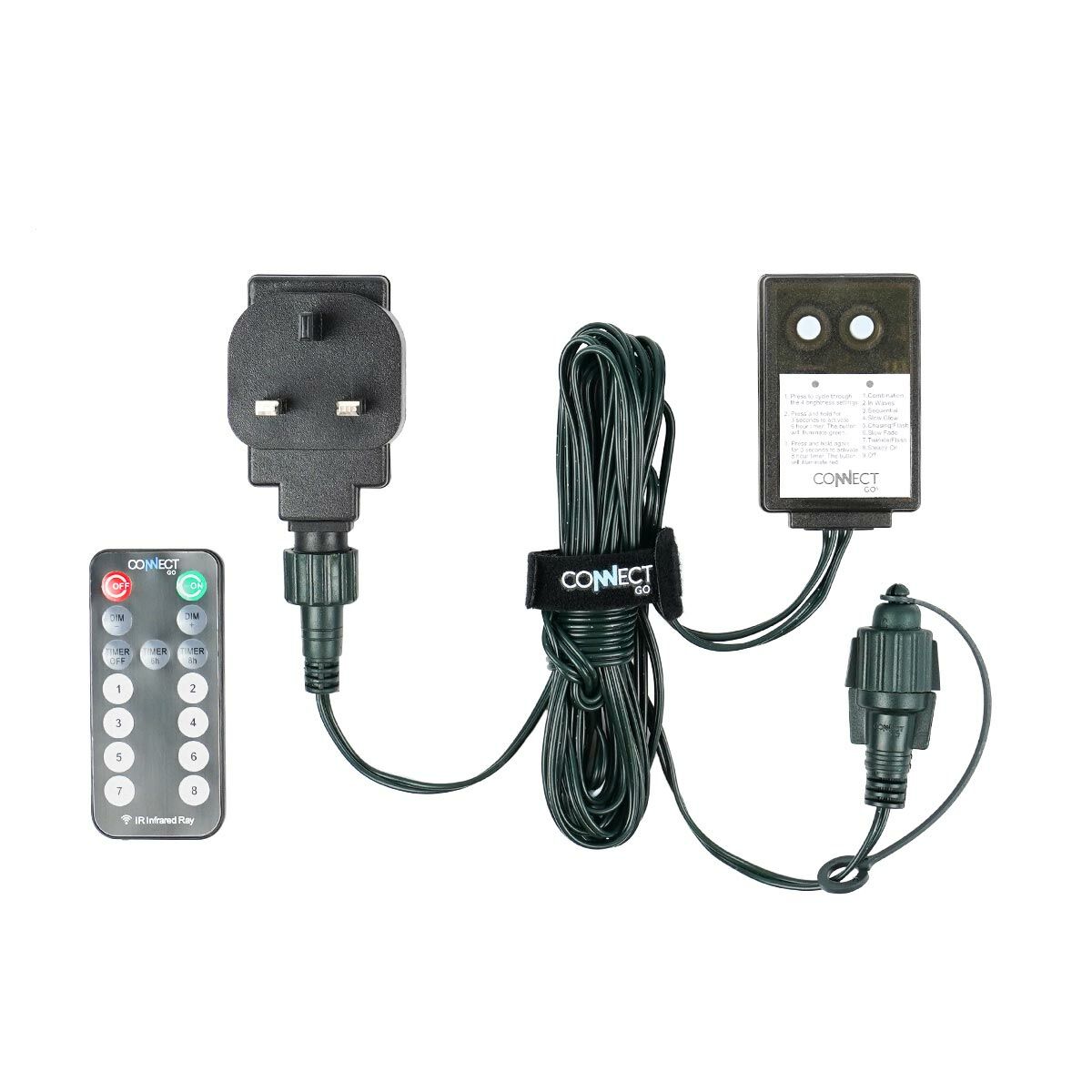 ConnectGo® Small Transformer, UK Plug, Green Cable with Remote Control image 1
