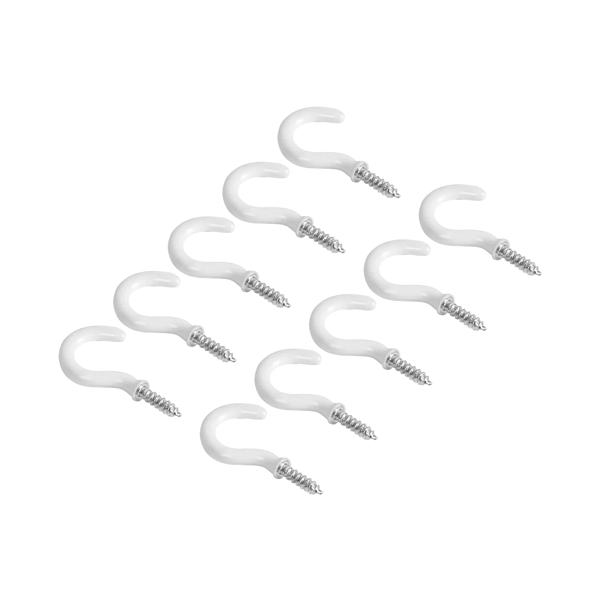 Outdoor White Cup Hooks for Walls and Ceilings, 10 Pack image 1