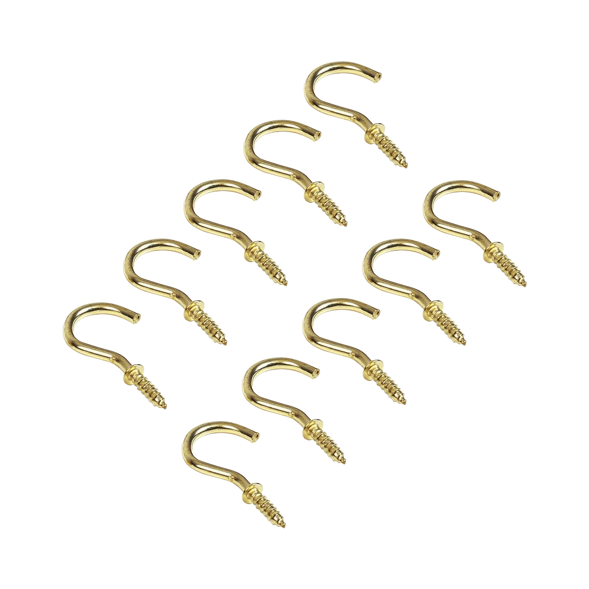 Outdoor Brass Cup Hooks for Walls and Ceilings, 10 Pack image 1