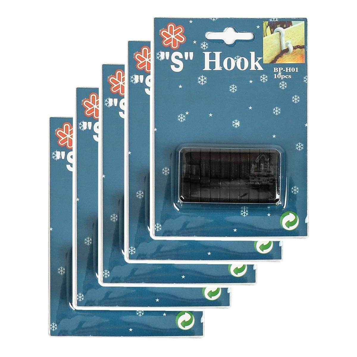 Black 'S' Gutter Hooks for 25 and 30 metre Lights, 50 Pack image 1