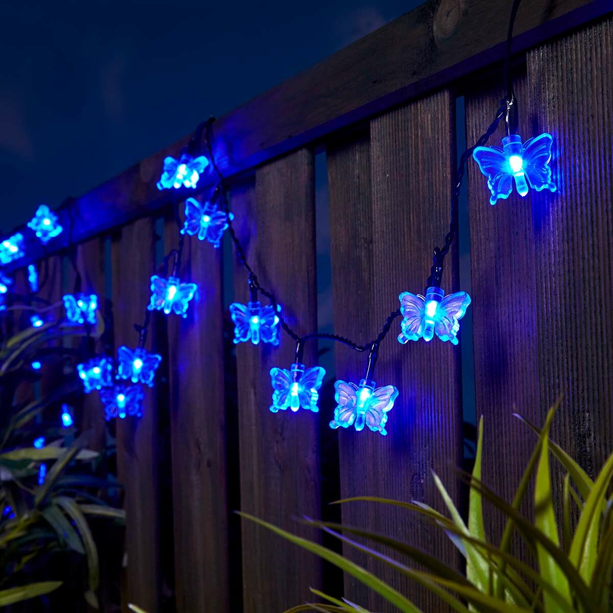 5m Indoor & Outdoor Battery Butterfly Fairy Lights, Green Cable image 3