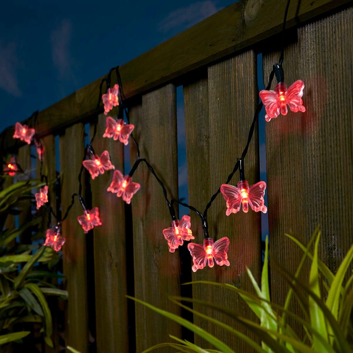 5m Indoor & Outdoor Battery Butterfly Fairy Lights, Green Cable image 5