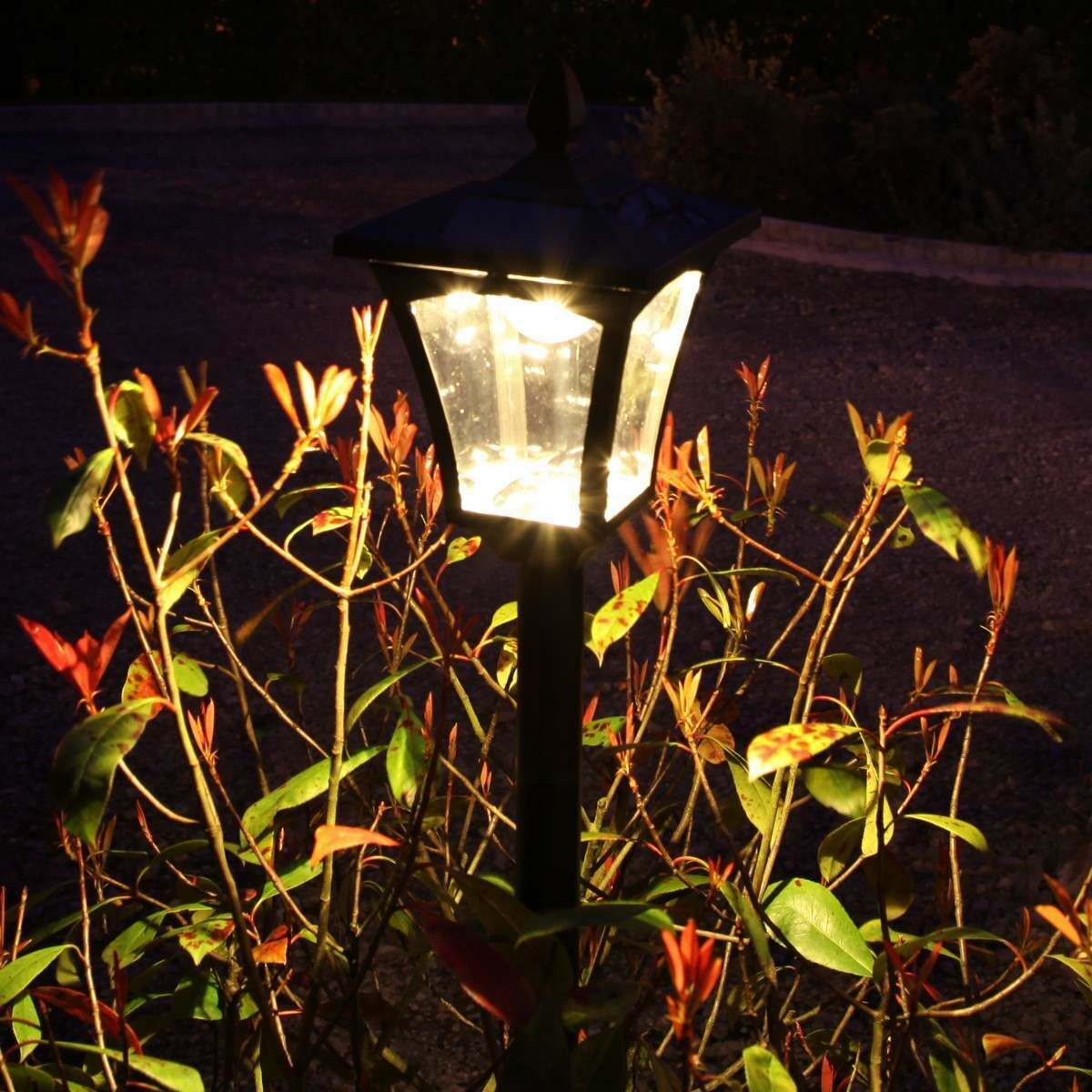 Black Solar Security Lamp Post, Warm White LEDs, 1.2m image 4