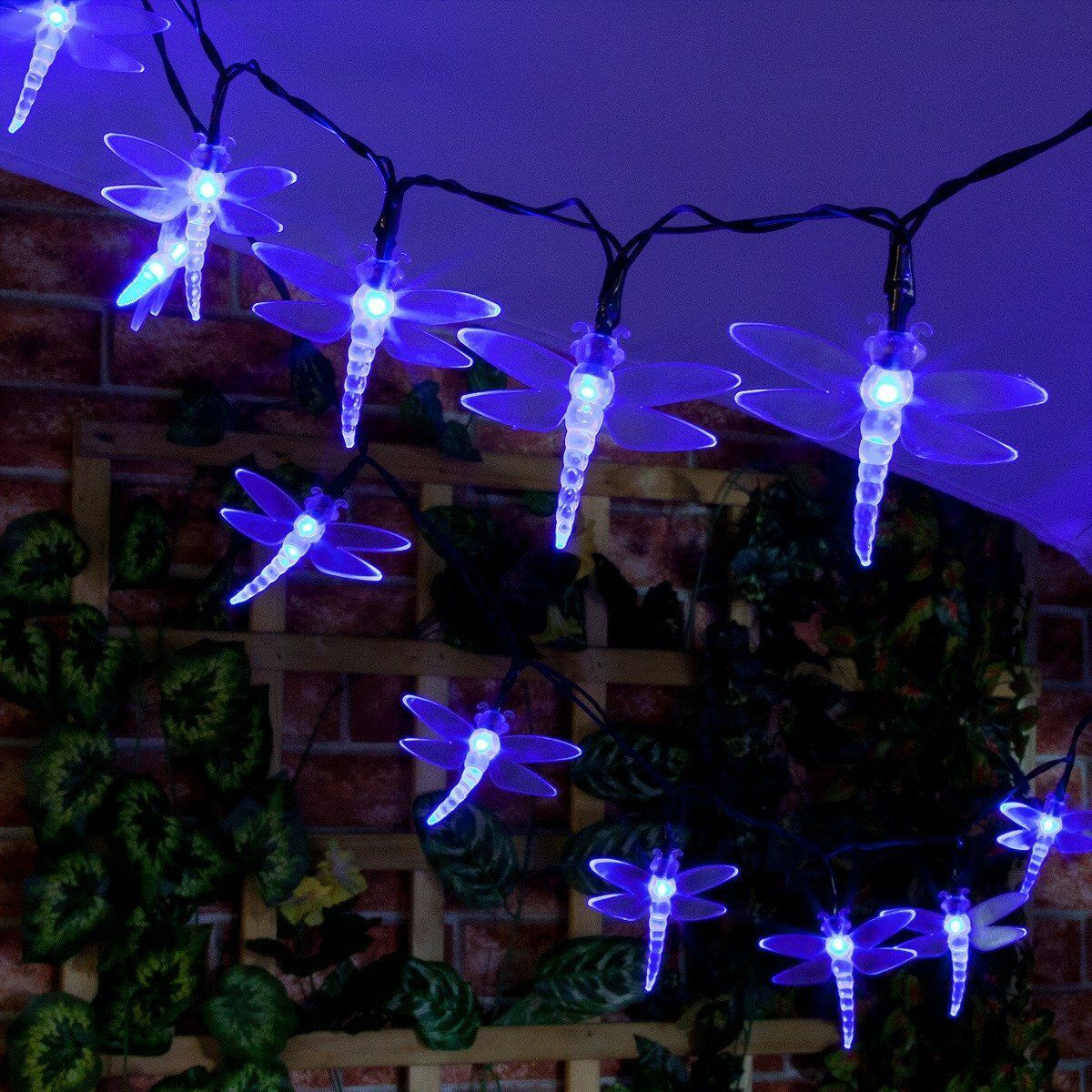 Solar Multi Function Dragonfly Fairy Lights, 100 Blue LEDs, 10m image 7