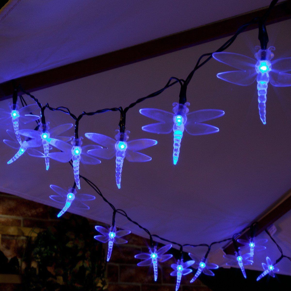 Solar Multi Function Dragonfly Fairy Lights, 100 Blue LEDs, 10m image 3