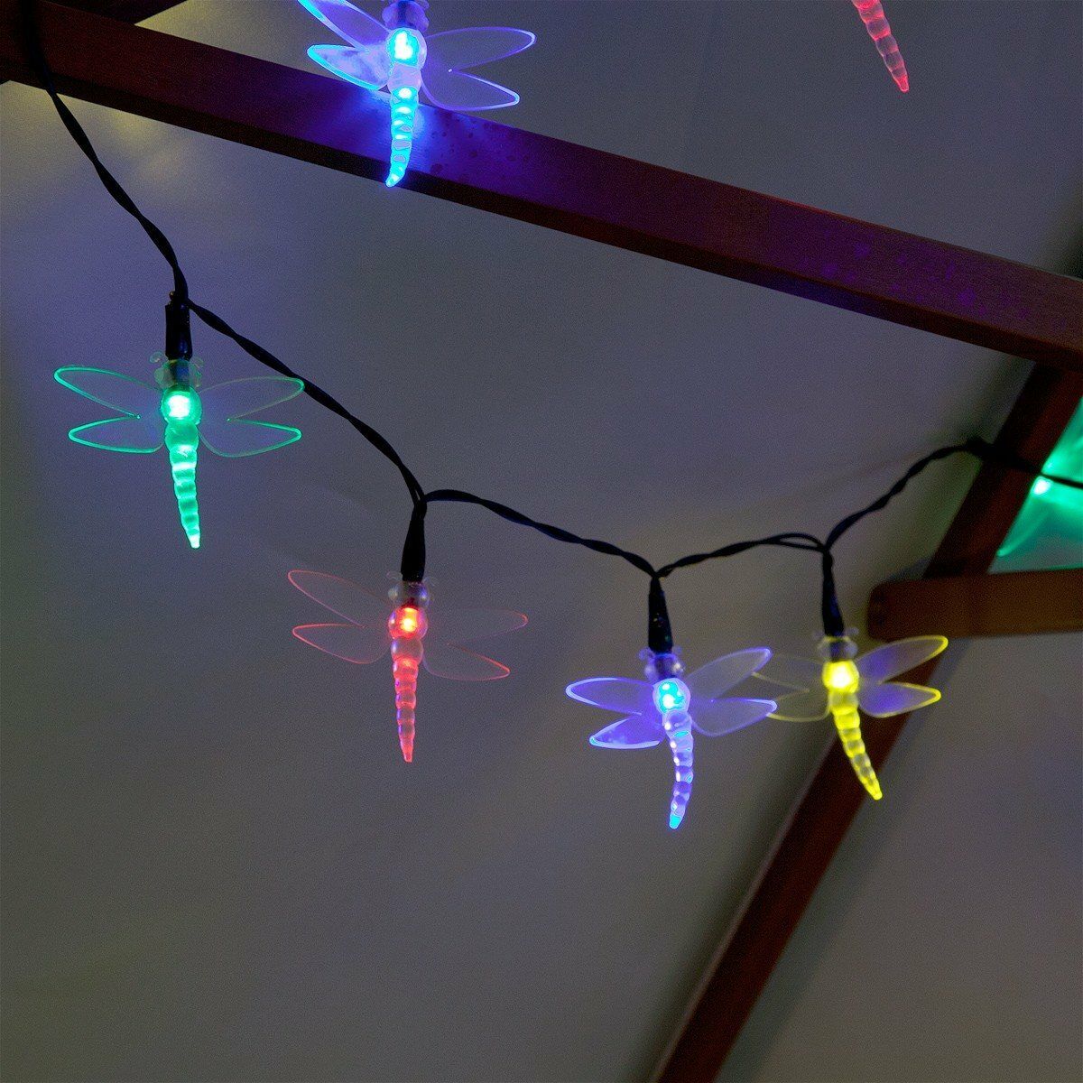Solar Multi Function Dragonfly Fairy Lights, 100 Multi Colour LEDs, 10m image 9