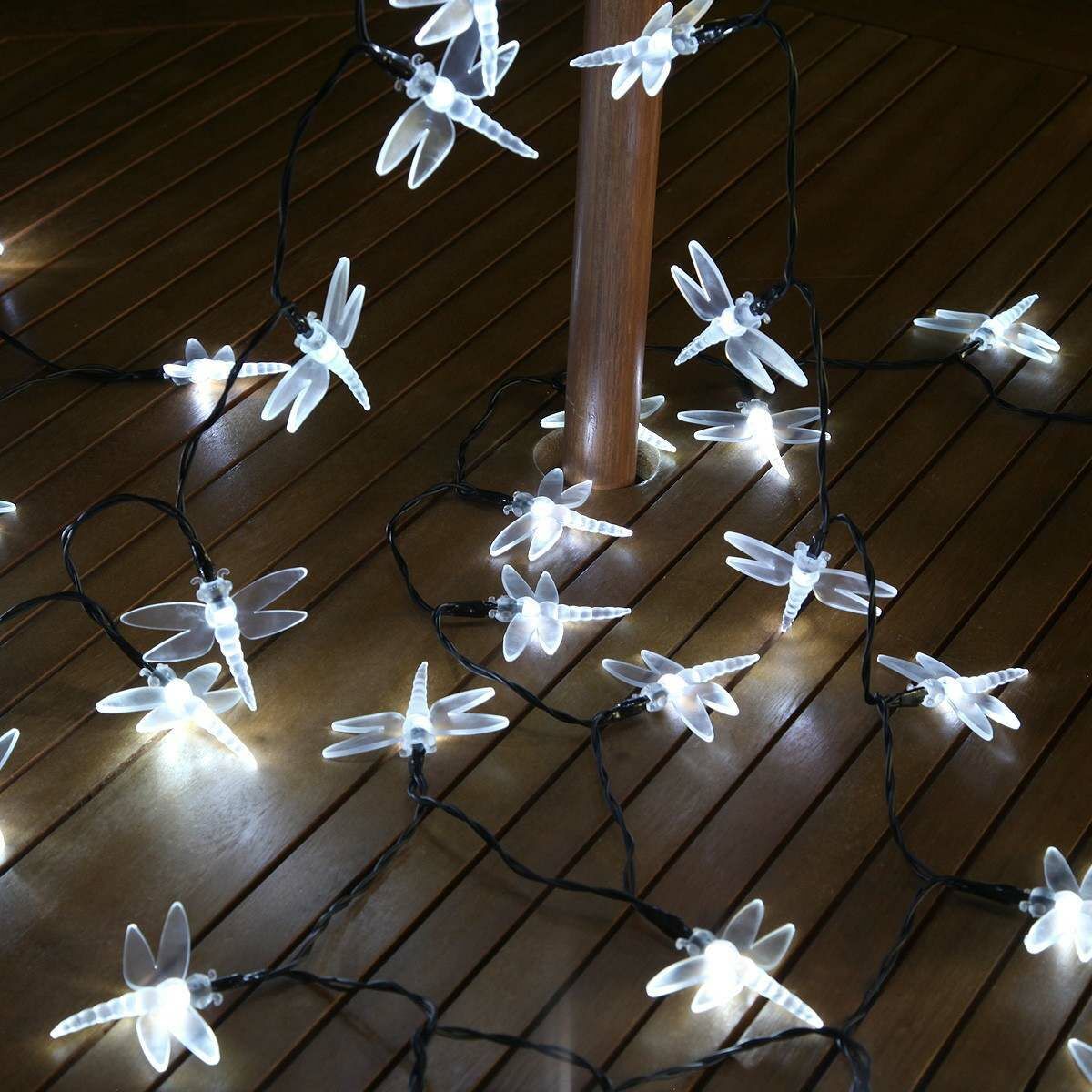 Solar Multi Function Dragonfly Fairy Lights, 100 White LEDs, 10m image 5
