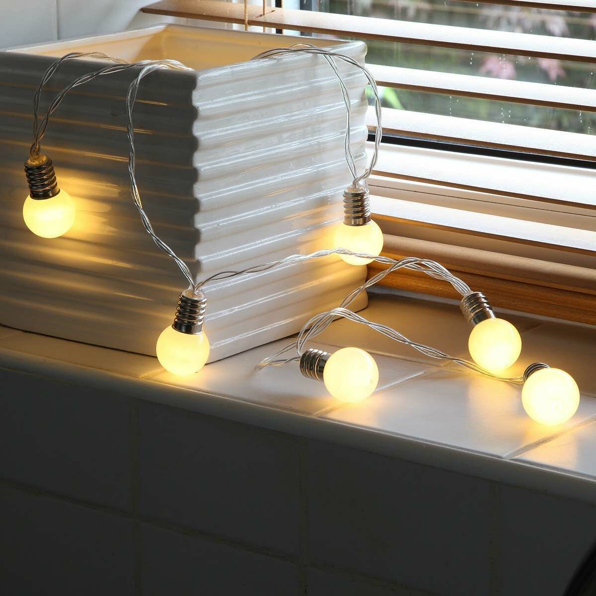 Battery Frosted Mini Festoon Bulb Fairy Lights, 10 Warm White LEDs image 6
