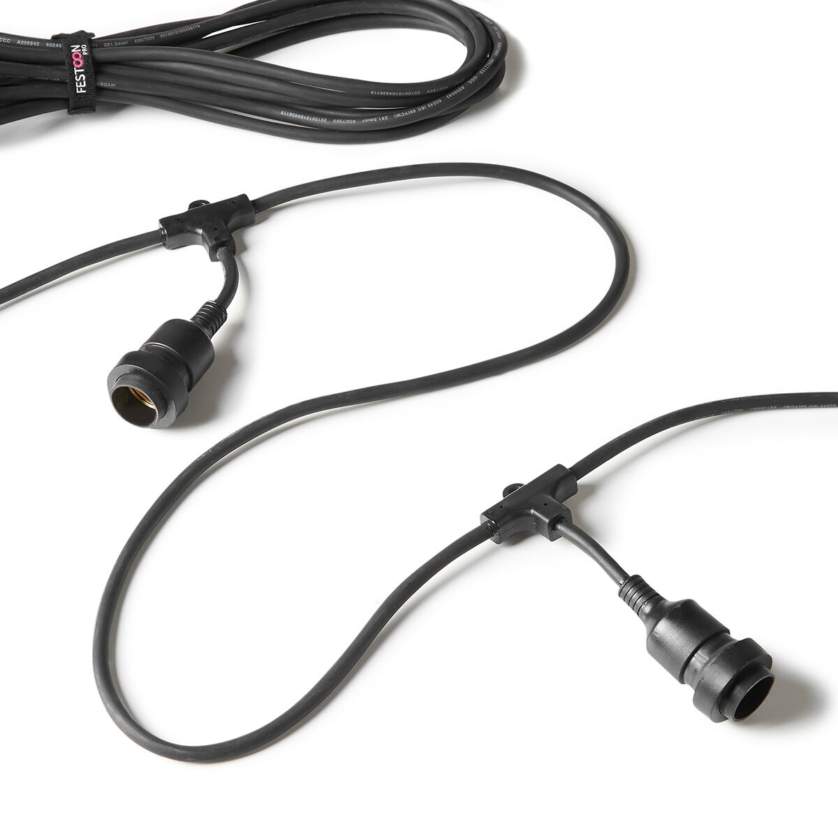 FestoonPro® 10m E27 Black Long Drop Festoon Belt, 10 Sockets, Connectable image 1