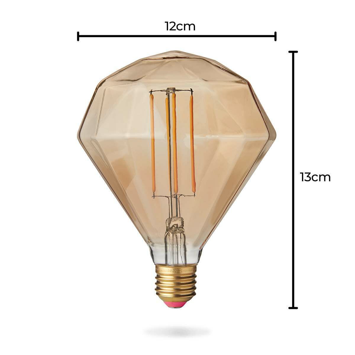 4W E27 Fully Dimmable Vintage Tinted Diamond, Warm White LED Light Bulb image 4