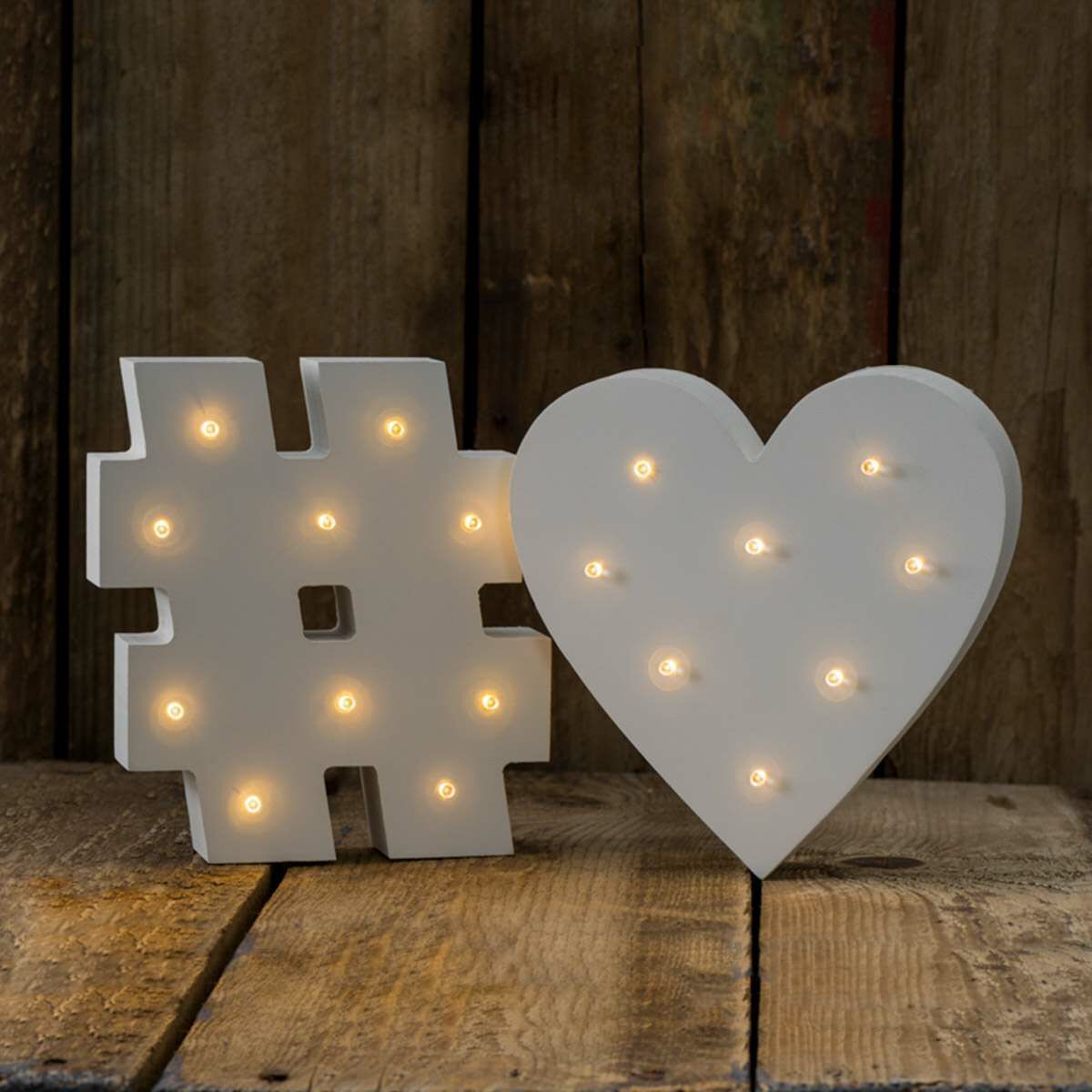Wooden 'Hashtag' Battery Light Up Circus Letter, Warm White LEDs, 16cm image 1