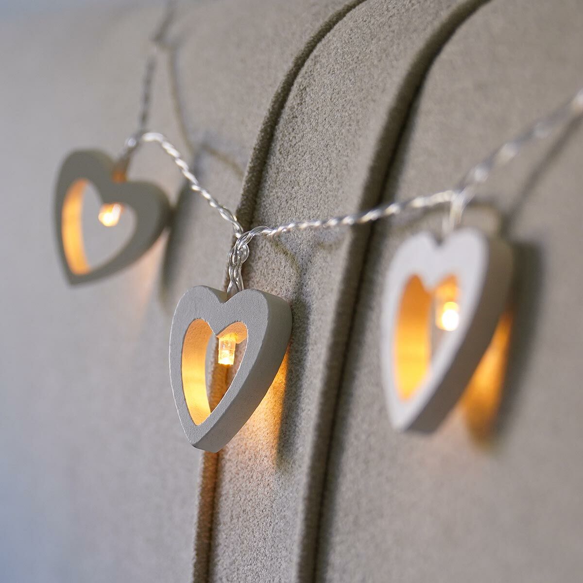 Battery Wooden Heart Fairy Lights, 10 Warm White LEDs image 2