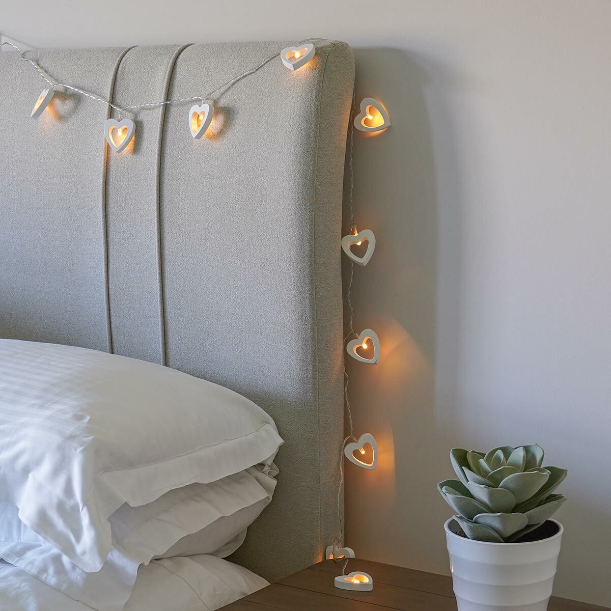 Battery Wooden Heart Fairy Lights, 10 Warm White LEDs image 1