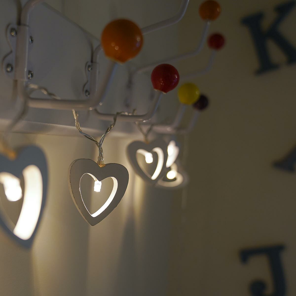Battery Wooden Heart Fairy Lights, 10 Warm White LEDs image 5
