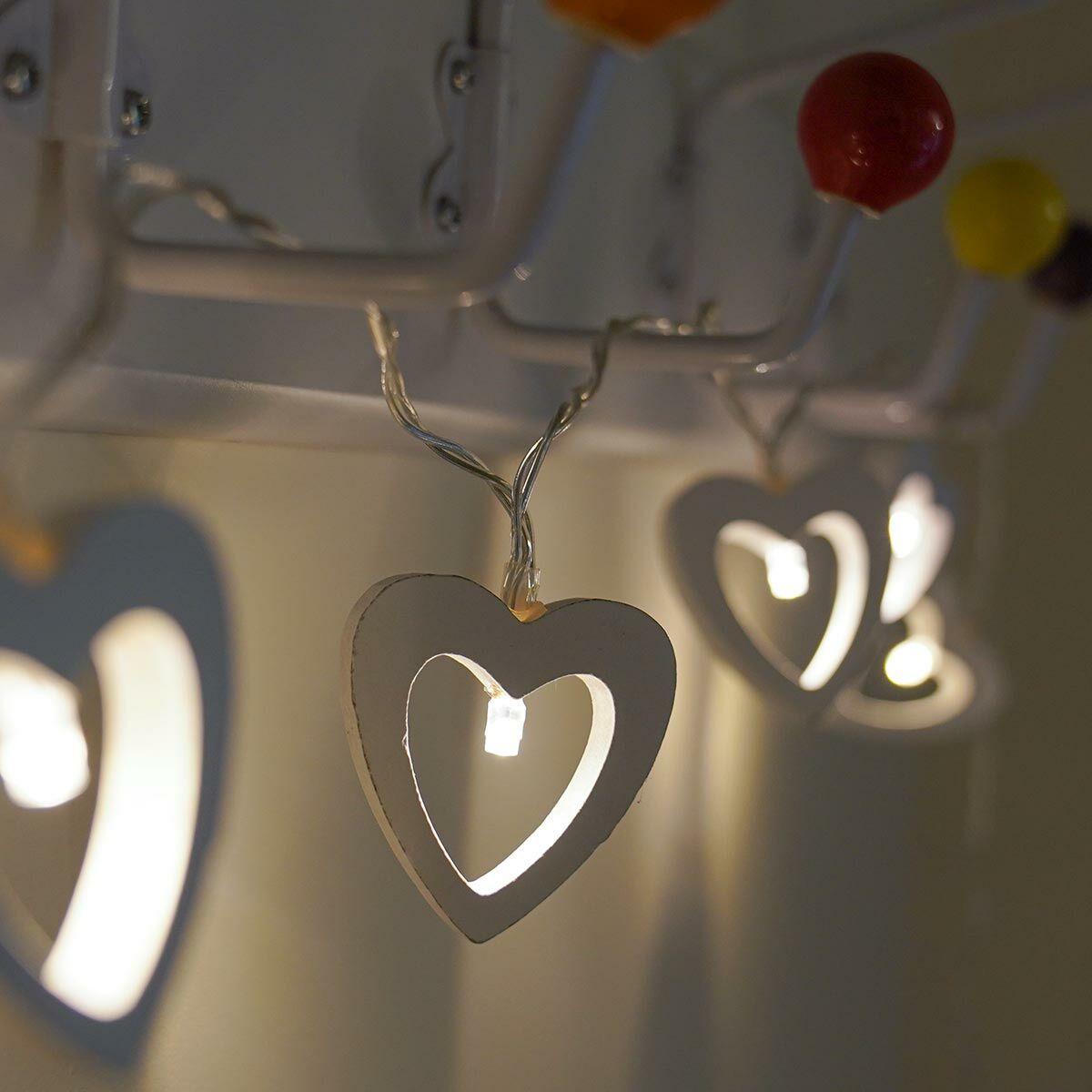 Battery Wooden Heart Fairy Lights, 10 Warm White LEDs image 6