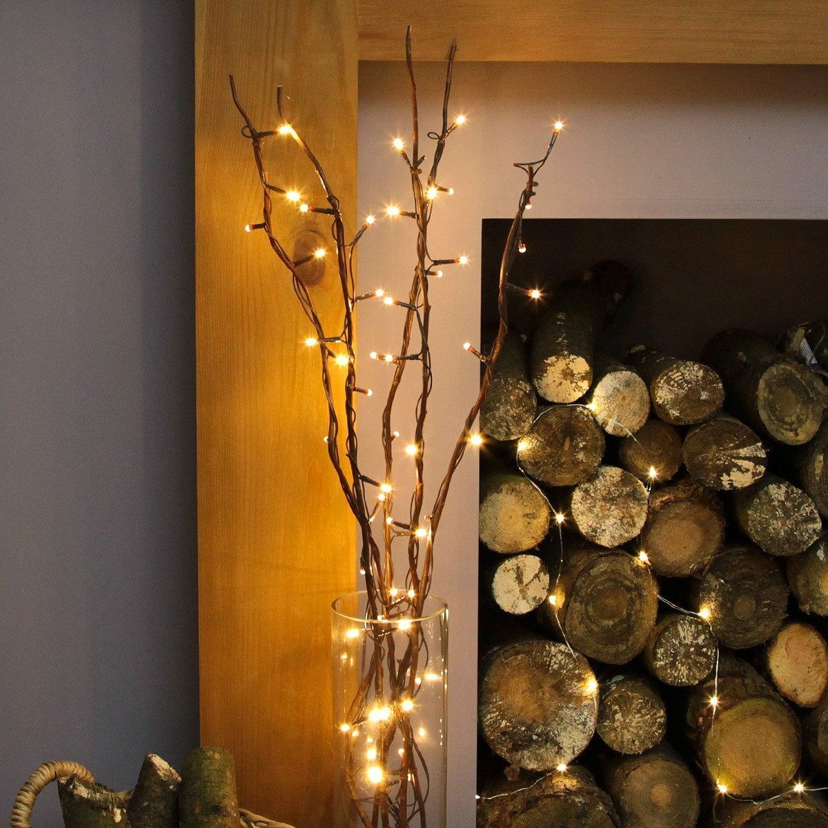 5 Decorative Brown Willow Twig Lights, 50 Warm White LEDs image 5