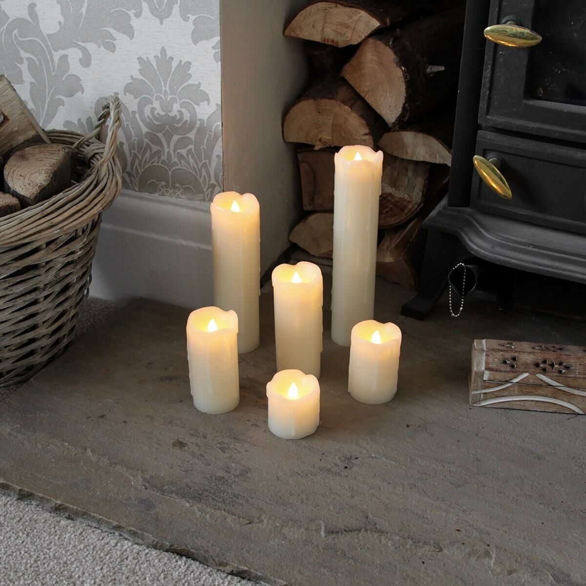 6 Battery Flickering Dripping Wax Pillar LED Candles image 4
