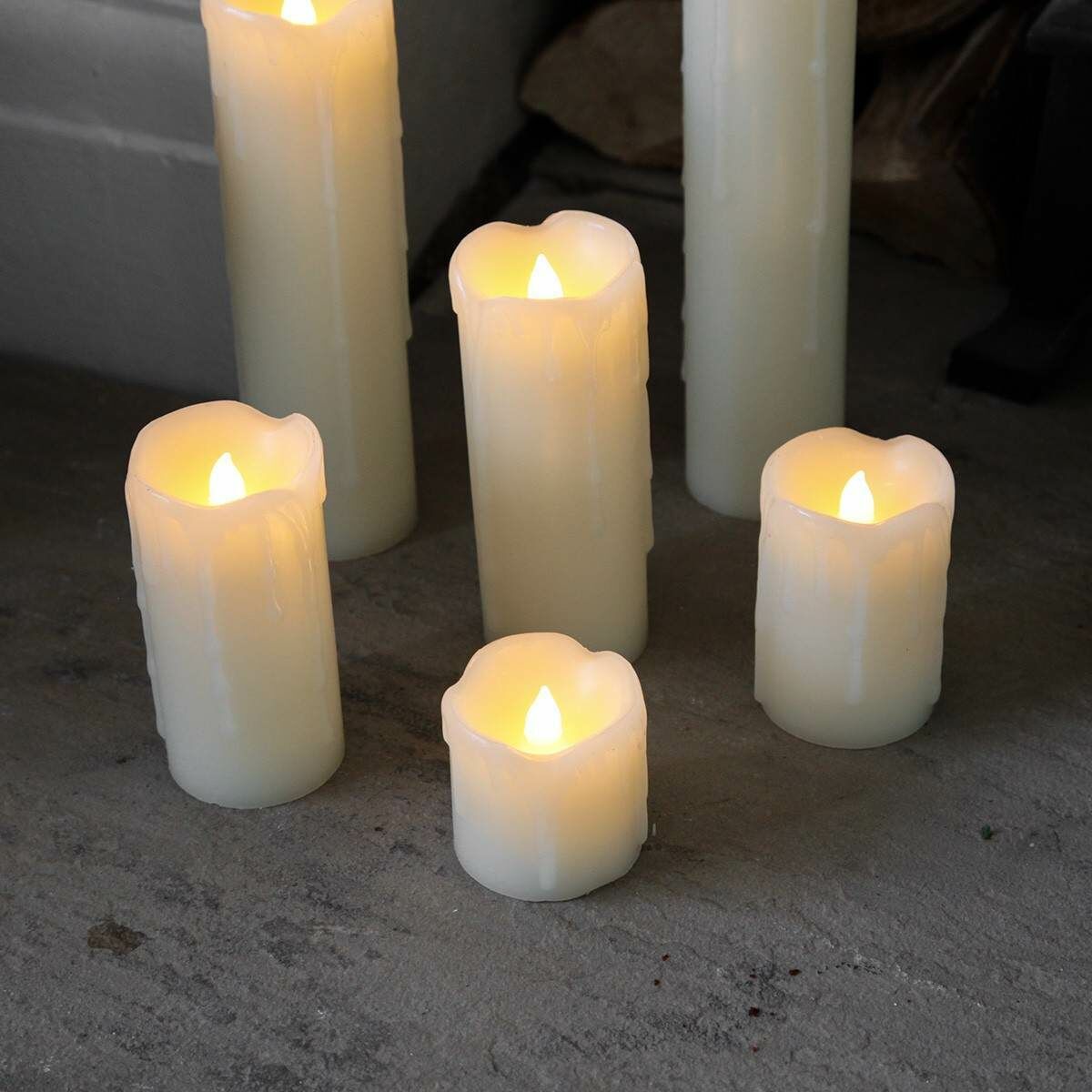 6 Battery Flickering Dripping Wax Pillar LED Candles image 7