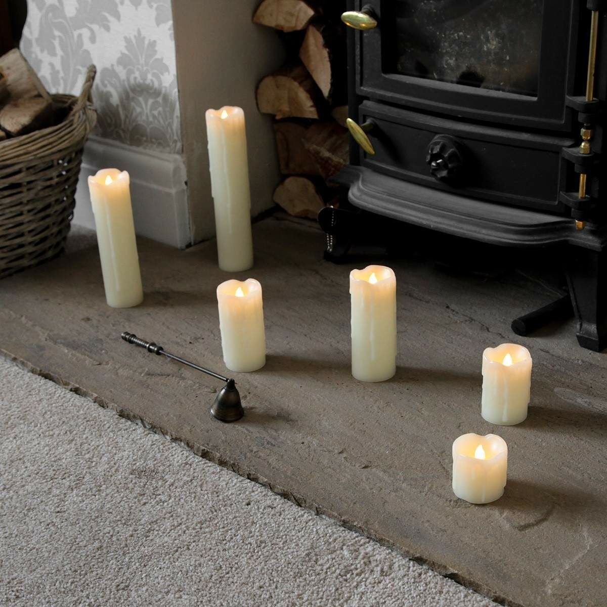 6 Battery Flickering Dripping Wax Pillar LED Candles image 5